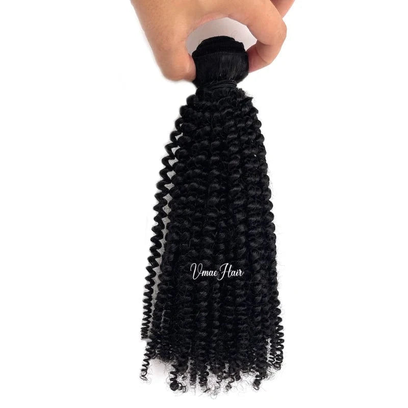 10 Inches / Afro Curly VMAE 3B Style Virgin Human Hair Extension 100g Indian Kinky Curly Afro 4A 4B 4C Bundles Cuticle Aligned Natural Black Weft