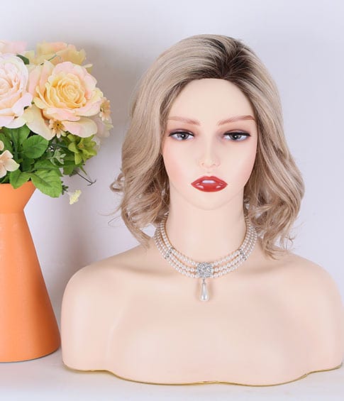 10 Inches / Beige TopElles New Arrival Stock Ready To Ship Mono Top wig European Hair Blonde Color Curly Glueless wigs 100% human hair for women