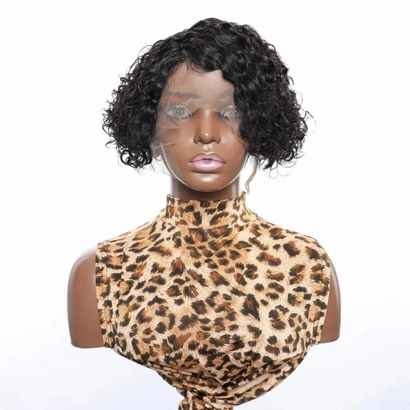 10 Inches / Black Wholesale Short Pixie Cut Wig Raw Natural Indian Hair Wigs For Black Women Virgin Hair Vendor  Lace Front Wigs Human Hair
