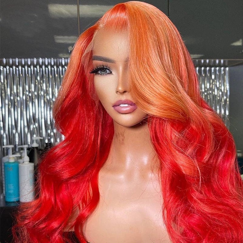 10 Inches / Color 1 Ombre Orange 13*4 Transparent HD Lace Front Wigs European Human Virgin Hair Lace Frontal Wig for Women