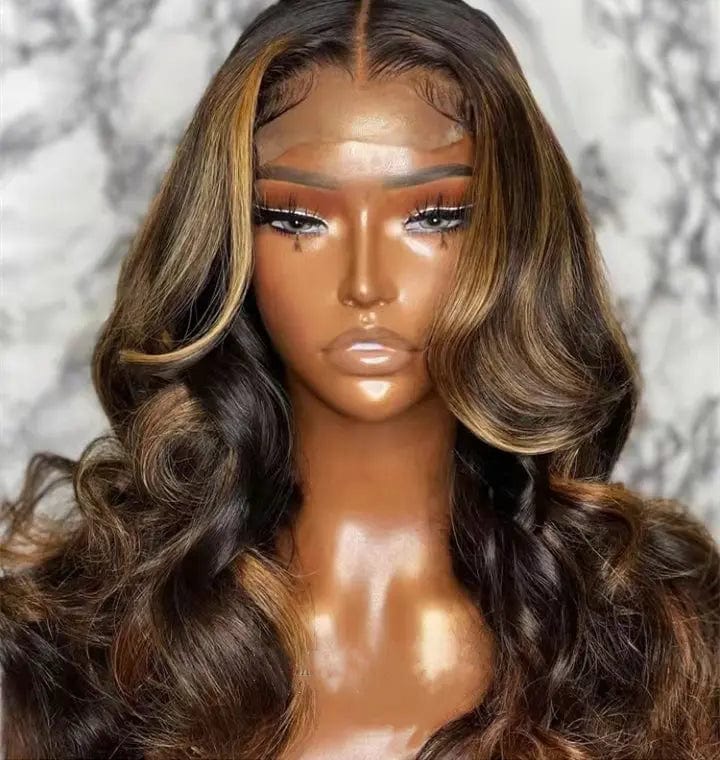 10 Inches / Color 1 Pre Plucked Highlight Brown Color Loose Wave Burmese Raw Hair Lace Closure Wigs for Black Women