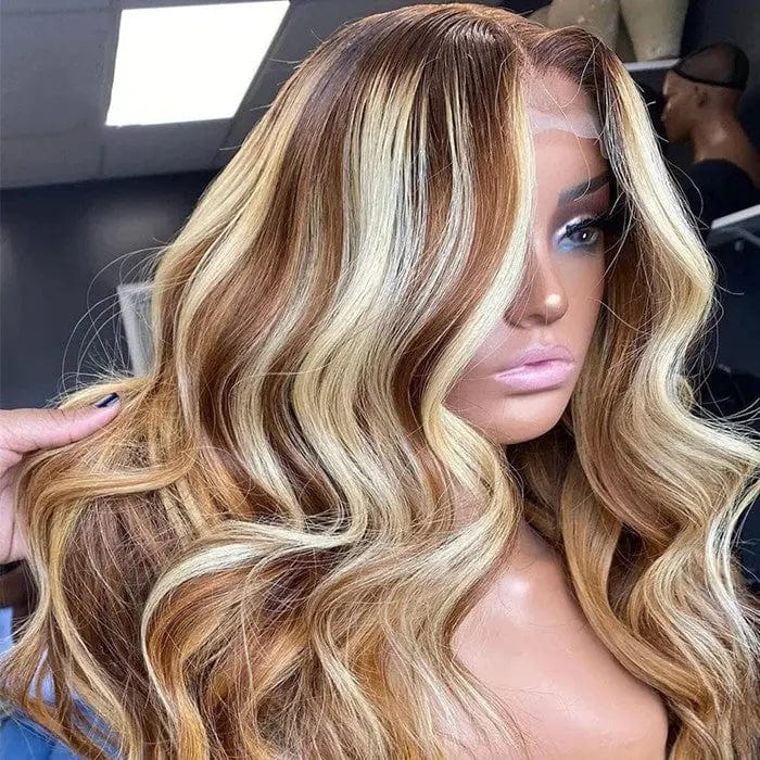 10 Inches / Color 3 Professional Hair Vendors Highlight Brown Human Virgin Hair 4*4 Transparent HD Lace Closure Wigs