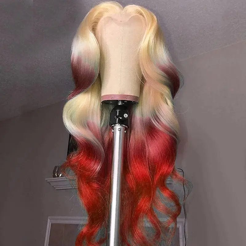 10 Inches / # Color3 Rainbow Color Ombre Wig Transparent HD