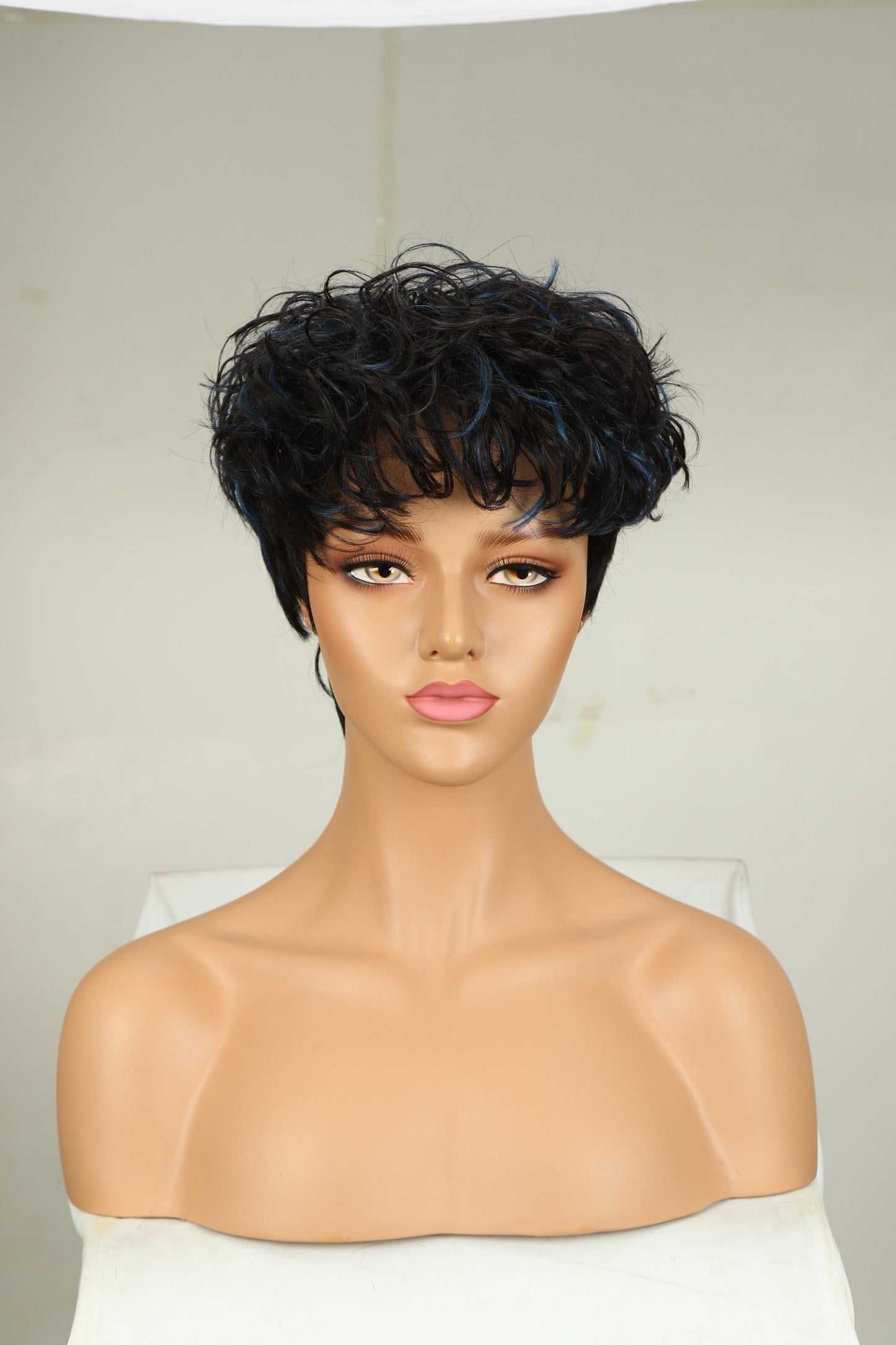 10 Inches / DYF1B/BLUE Wholesale Cheap Short Bob Wig Ombre Color 10 Inches Brazilian Remy Hair For Black Women Full Machine Made Human Hair Wigs