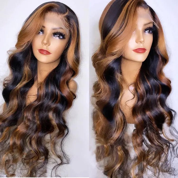 10 Inches / # style13 Glueless Water Wave Brown Black Ombre Color Wig Cuticle Aligned Vietnam Human Hair Pre Plucked Lace Front Wigs
