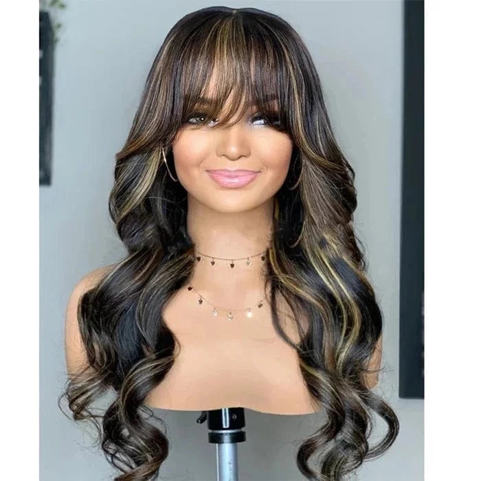 10 Inches / Wig 3 Glueless Blonde Brown Balayage Color Loose Wave Virgin Remy Cuticle Aligned Human Hair 5x5 Lace Closure Wigs