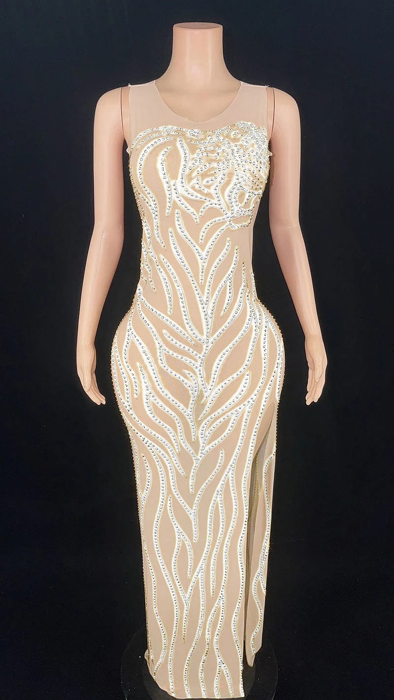 10 / nude Novance Y2890 Plus Size Womens Evening Gown 2024 Gala Clothes  Sleeve Luxury Evening Dress With Rhinestones For Birthday Party
