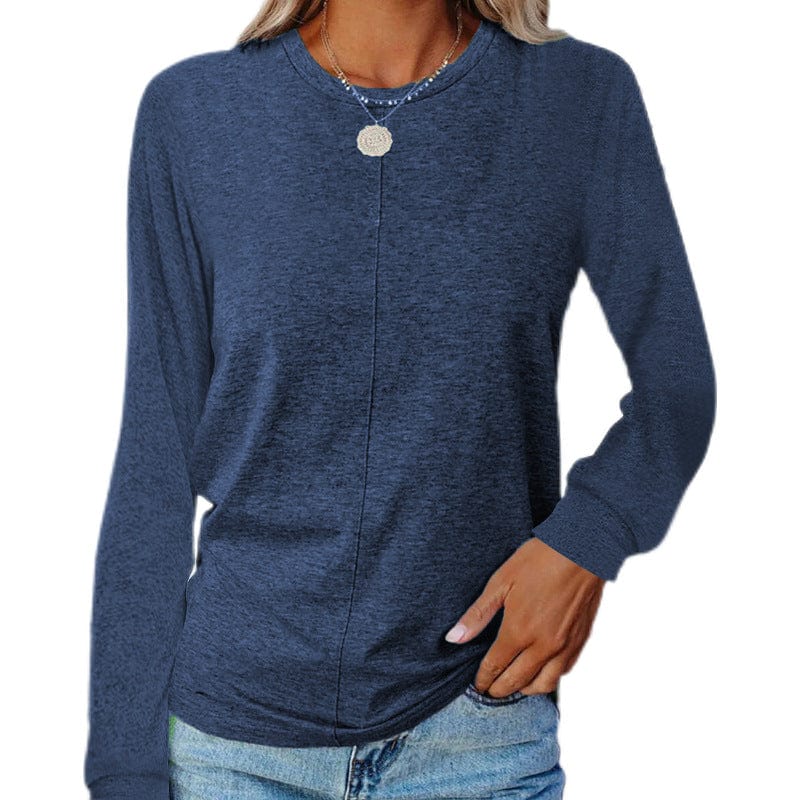 10%OFF S-2XL Autumn and winter new fashion women's long-sleeved round neck T-shirt sweater solid color bottoming shirt