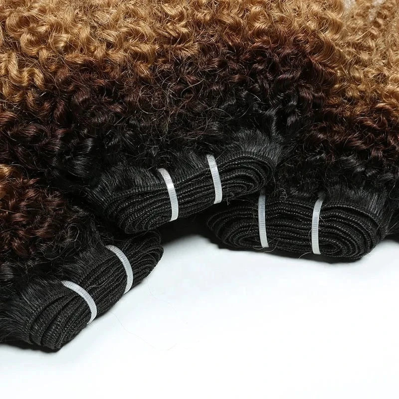 100g/set Ombre Hair Extension Natural Beauty Products Wholesale Price Kinky Curly Yaki  Weave Human Hair Bundles For Black Women