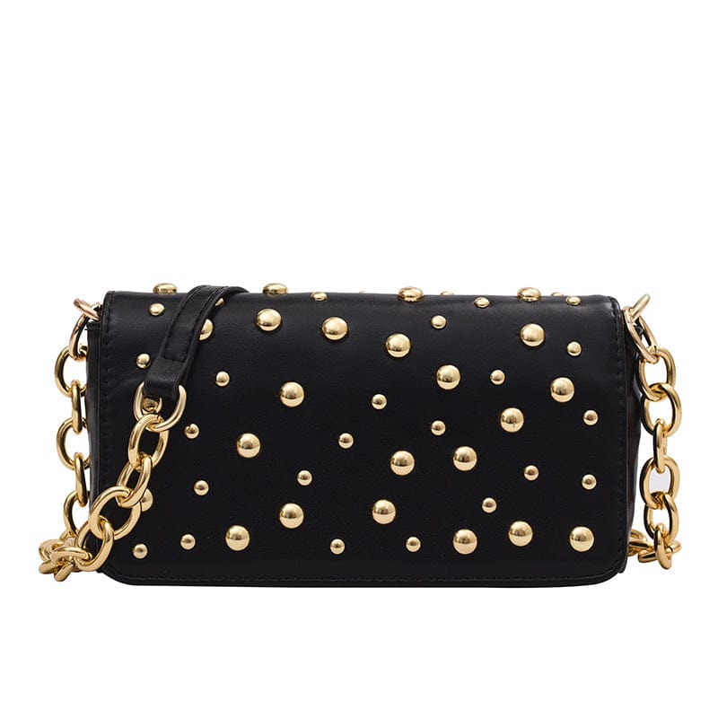 10x20x5cm / black 2022 Spring lady chain PU Leather Hand bag shoulder bags Rivet women ladies purse