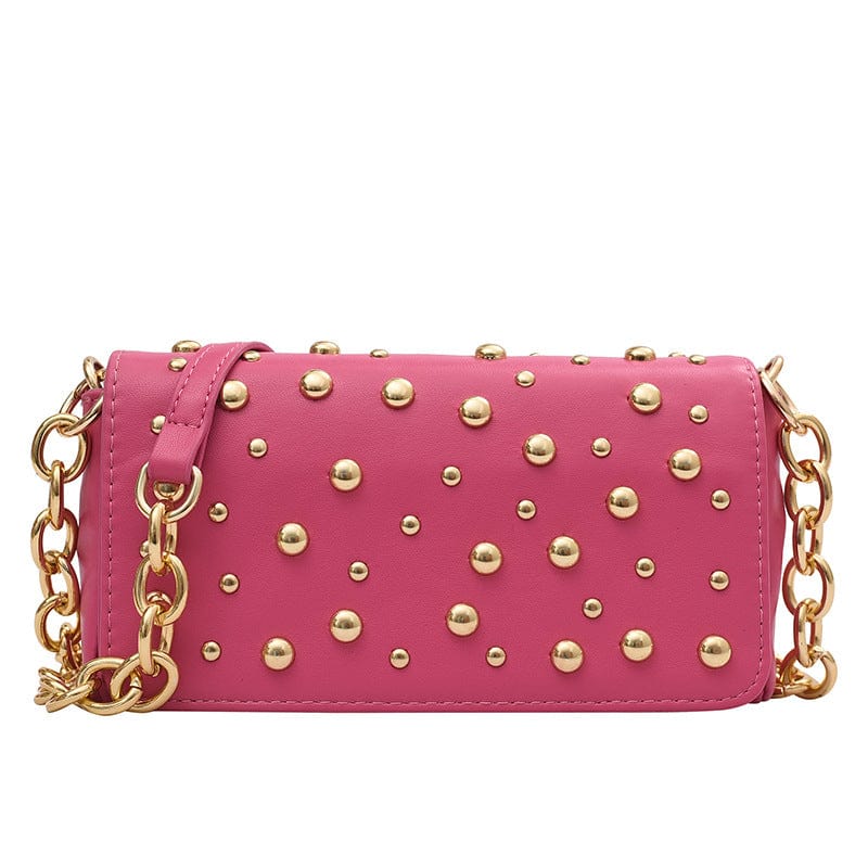 10x20x5cm / pink 2022 Spring lady chain PU Leather Hand bag shoulder bags Rivet women ladies purse
