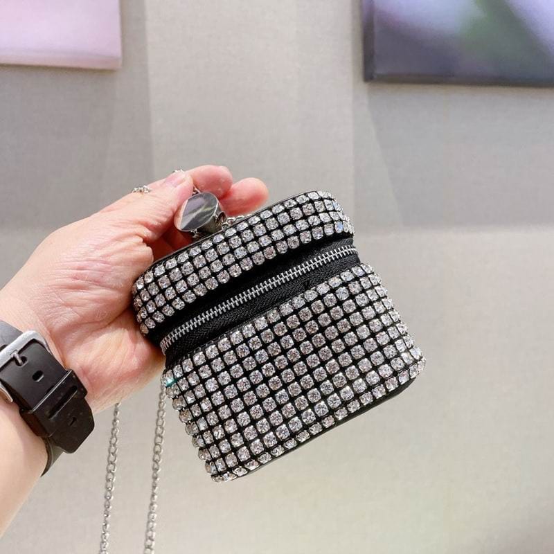 11X9X4.5CM / silver Luxury Bling Designer Mini Phone Rhinestone Bag Female Crossbody Small Crystal Purse Woman Money Coin Handbag