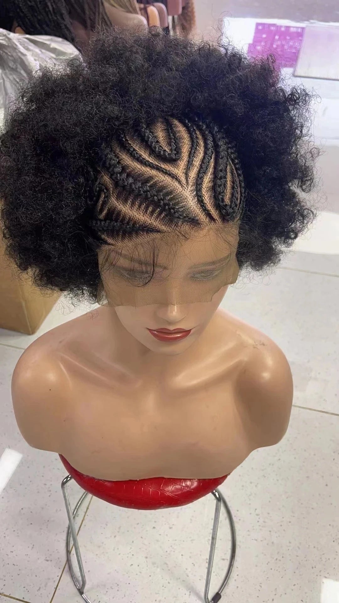 12 Inches / 3 Bob Braided Wigs Synthetic Lace Front Wigs Braid With Baby Hair Lace Front Short Braided Wigs 12 inches
