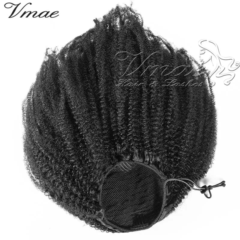 12 Inches / 4C 100g Dropship Brazilian Virgin Hair Natural Black 3A 4B 4C Afro Kinky Jerry Curly Yaki Kinky Straight Ponytail Human Hair Extensions