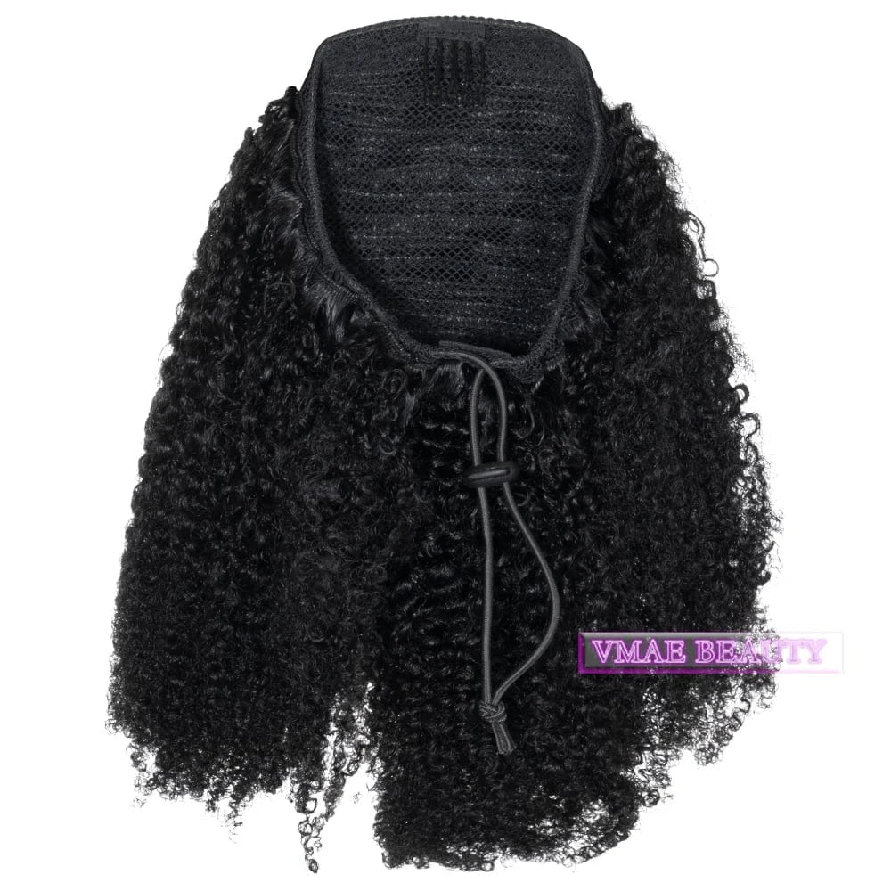 12 Inches / Afro Curly A 100g Dropship Brazilian Virgin Hair Natural Black 3A 4B 4C Afro Kinky Jerry Curly Yaki Kinky Straight Ponytail Human Hair Extensions