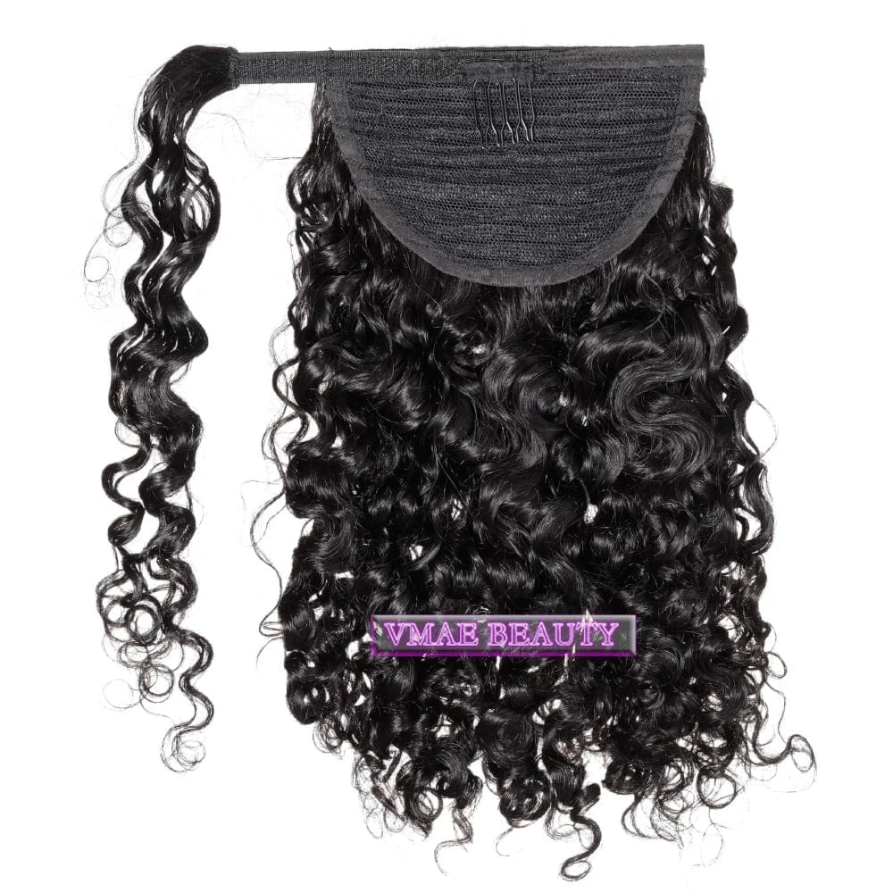 12 Inches / Afro Curly B Wholesale Brazilian Hair Raw Virgin Cuticle Aligned 100g Afro Kinky Curly Warp Around Ponytail Human Hair Extensions