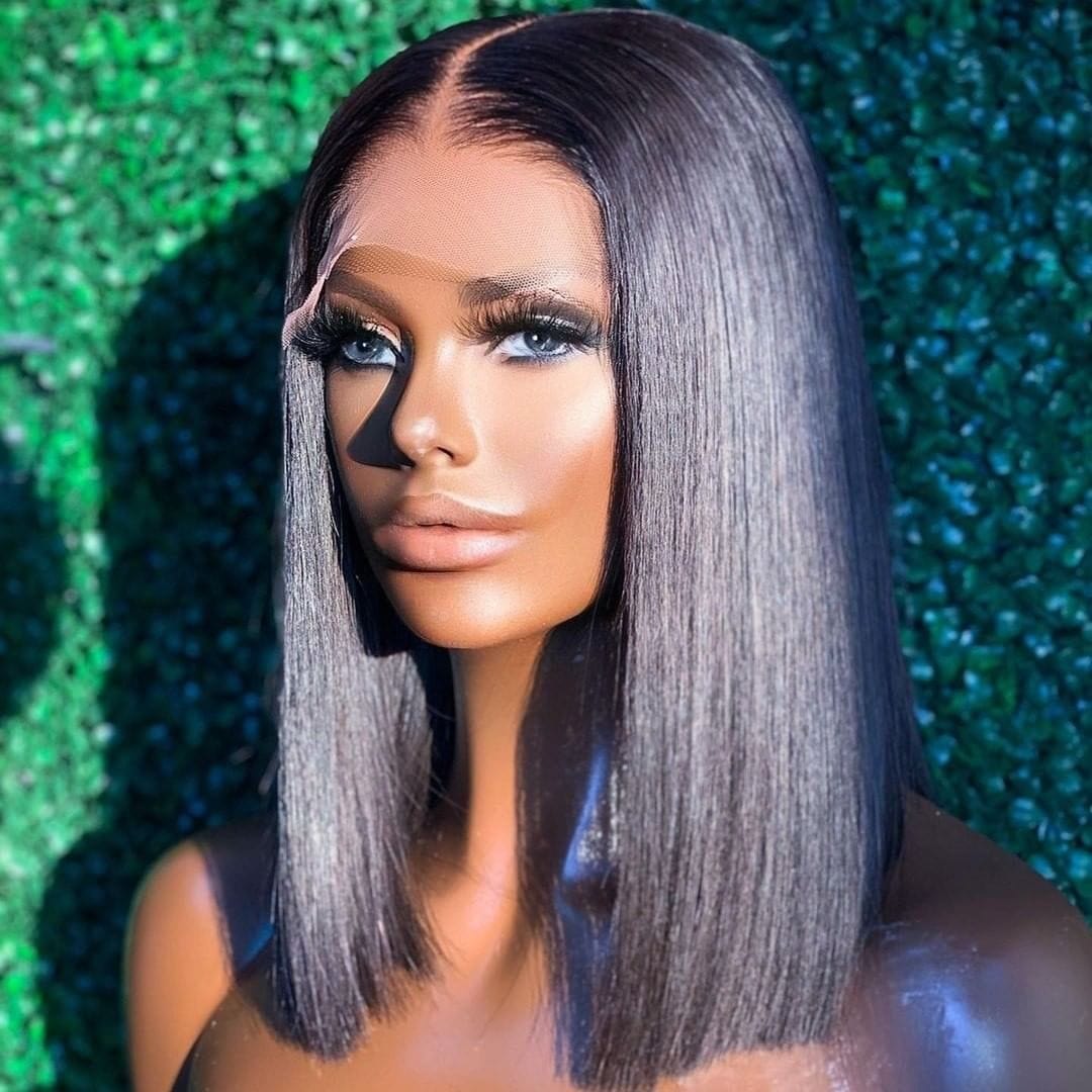 12 Inches / Black bob ombre blonde color Bob Lace Wig 100% Virgin Human Hair,Wholesale Peruvian Bob Wig human Hair Lace Front Wigs For Black Women