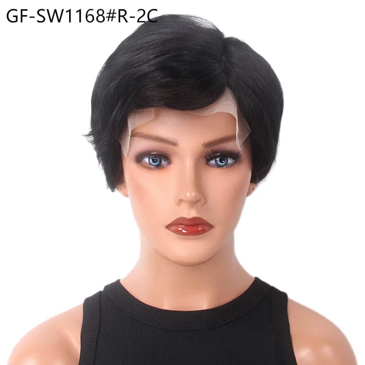 12 Inches / Black China Factory Seller 150 T Part Straight And Bob Frontal Black Lace Front Bob Wig