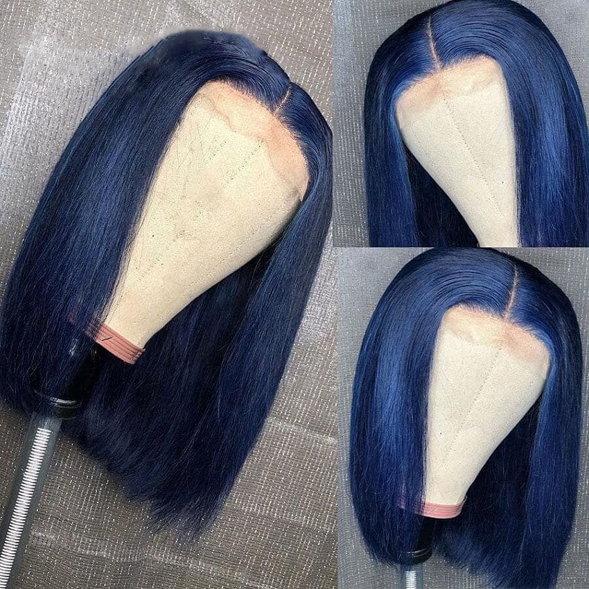 12 Inches / Blue ombre blonde color Bob Lace Wig 100% Virgin Human Hair,Wholesale Peruvian Bob Wig human Hair Lace Front Wigs For Black Women