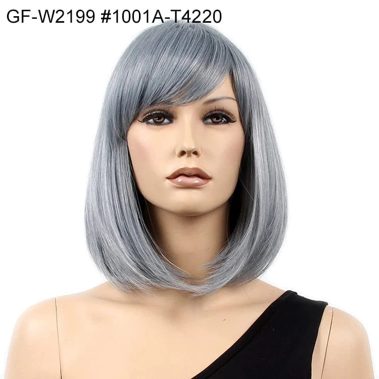 12 Inches / GF-W2199 #1001A-T4220 New Arrival Short Wig 12inch Short Granny Grey Wavy Donguan Factory Wigs Yingxiu Live Steaming Wigs For Christmas Party