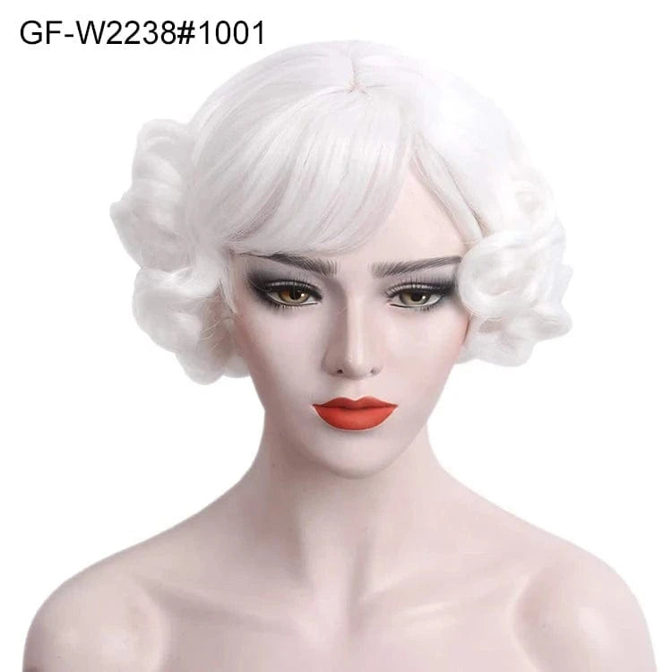 12 Inches / GF-W2238#1001 New Arrival Short Wig 12inch Short Granny Grey Wavy Donguan Factory Wigs Yingxiu Live Steaming Wigs For Christmas Party