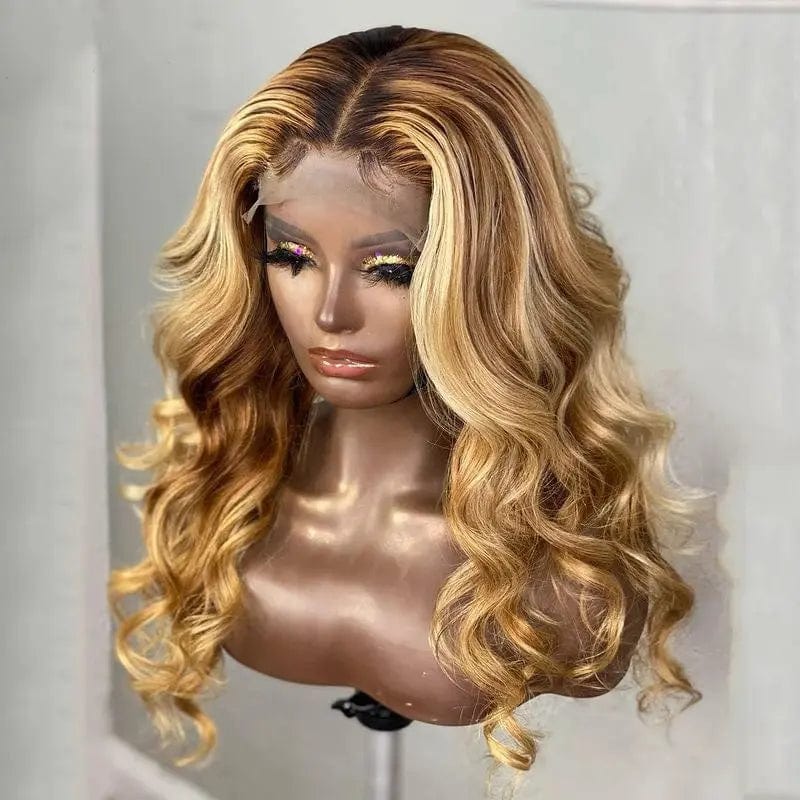 12 Inches / # gold color Cuticle Aligned Highlight Golden Color Middle Part Wave