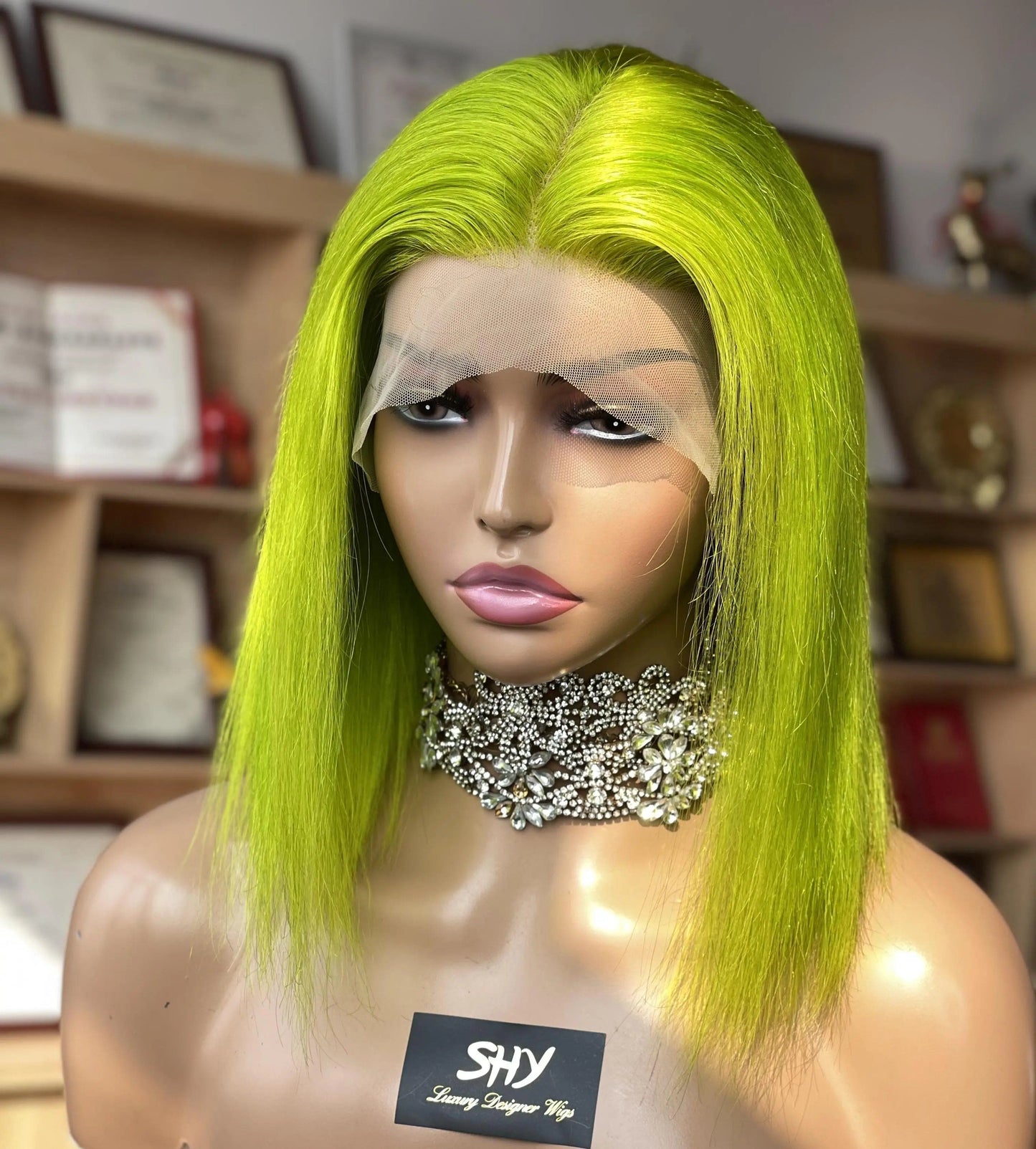 12 Inches / Green 2022 Bob Cut Wigs Human Hair Wig Bone Straight Cut