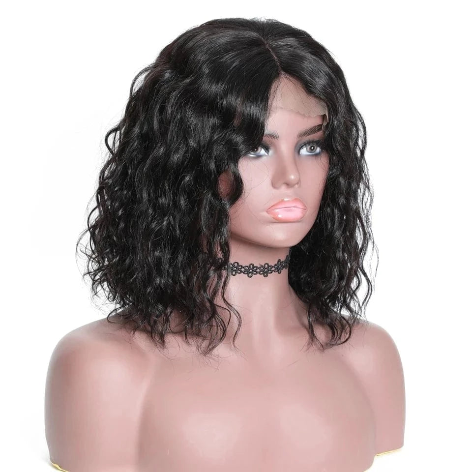 12 Inches / natural color Wholesale Brazilian Human Hair T lace Wig,12 inch Natural wave human hair wig for Black Women