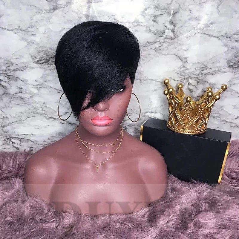 12 Inches / none lace wig (machined wig) NEW afro kinky curly pixie cut human hair wig u part lace wholesale wigs 100% human hair vendors full lace wigs