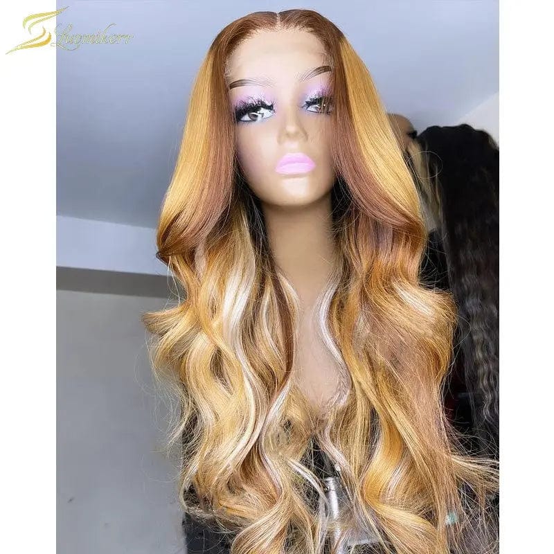 12 Inches / Ombre Color Fashion Wigs Ombre Color Loose Wave Brazilian Virgin Cuticle Aligned Lace Front 100% Human Hair Wigs