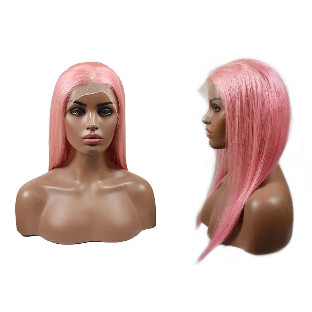 12 Inches / pink color 2023 The top quality pink  colored human hair lace wigs