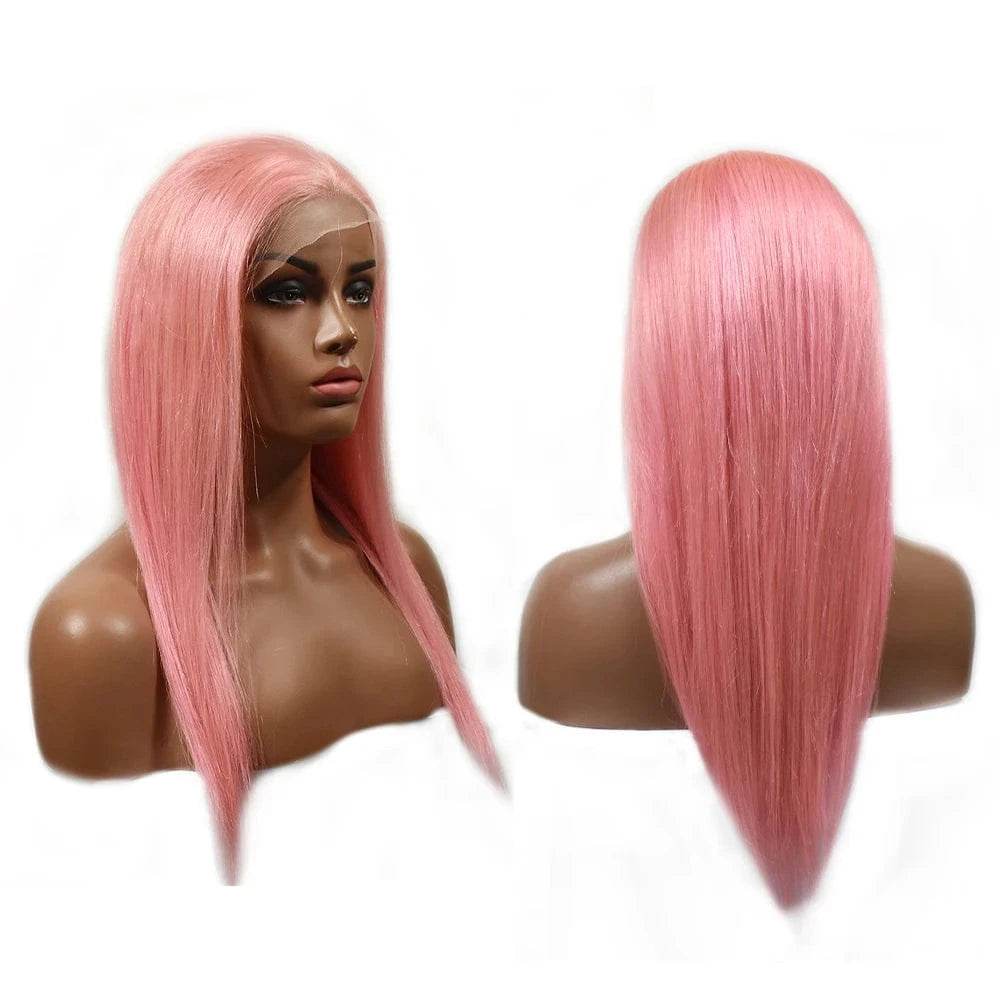 12 Inches / pink color 2023 The top quality pink  colored human hair lace wigs