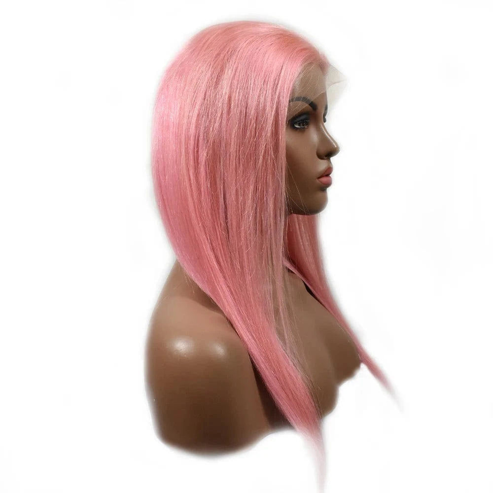 12 Inches / pink color 2023 The top quality pink  colored human hair lace wigs