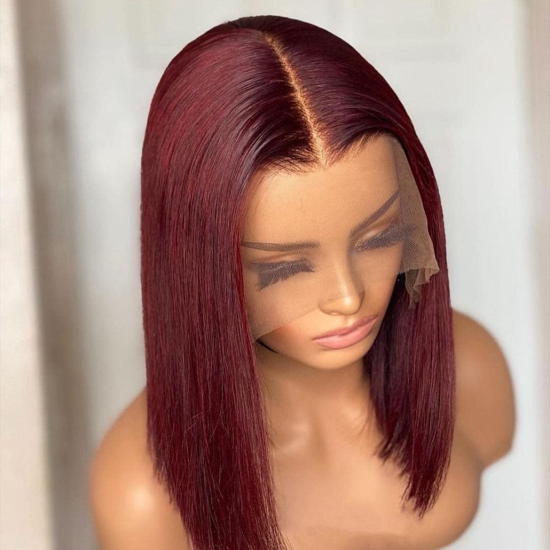 12 Inches / Red ombre blonde color Bob Lace Wig 100% Virgin Human Hair,Wholesale Peruvian Bob Wig human Hair Lace Front Wigs For Black Women