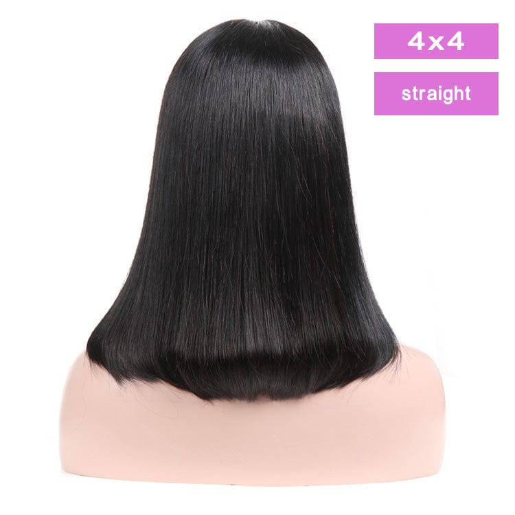 12 Inches / Straight 4x4 Moonhair 150 Density Black Color 4X4 5X5 13X4 Lace Closure New Design Short Human Hair Peruvian Bob Wigs Lace Front