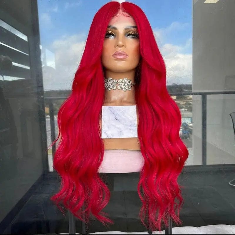 12 Inches / # style1 Pre Plucked Ocean Wave Bright Red Color Wig Allure Romance Cuticle Aligned Brazilian Hair Lace Front Wigs