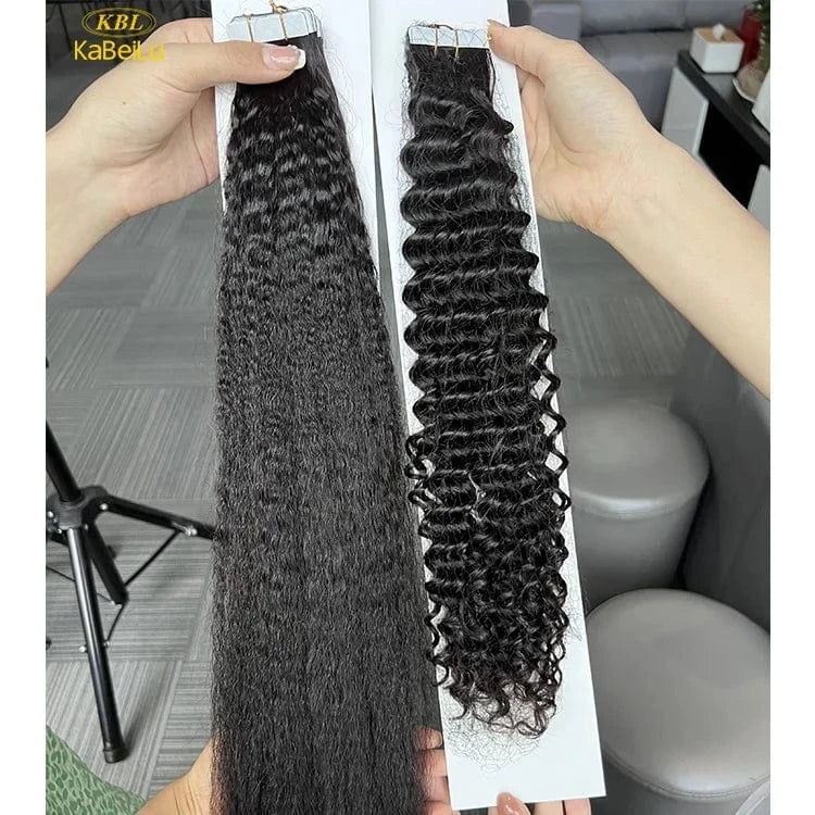 12 Inches / weave Free Tangle Yaki Tape In Extension For Women 100% Unprocessed Full Hair Bangs Clip In Hair Extension 100% Virgin Human Hair