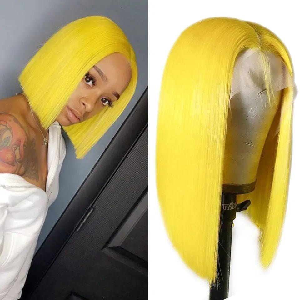 12 Inches / Yellow Color Discount Deal Orange Ginger Bob Full Virgin