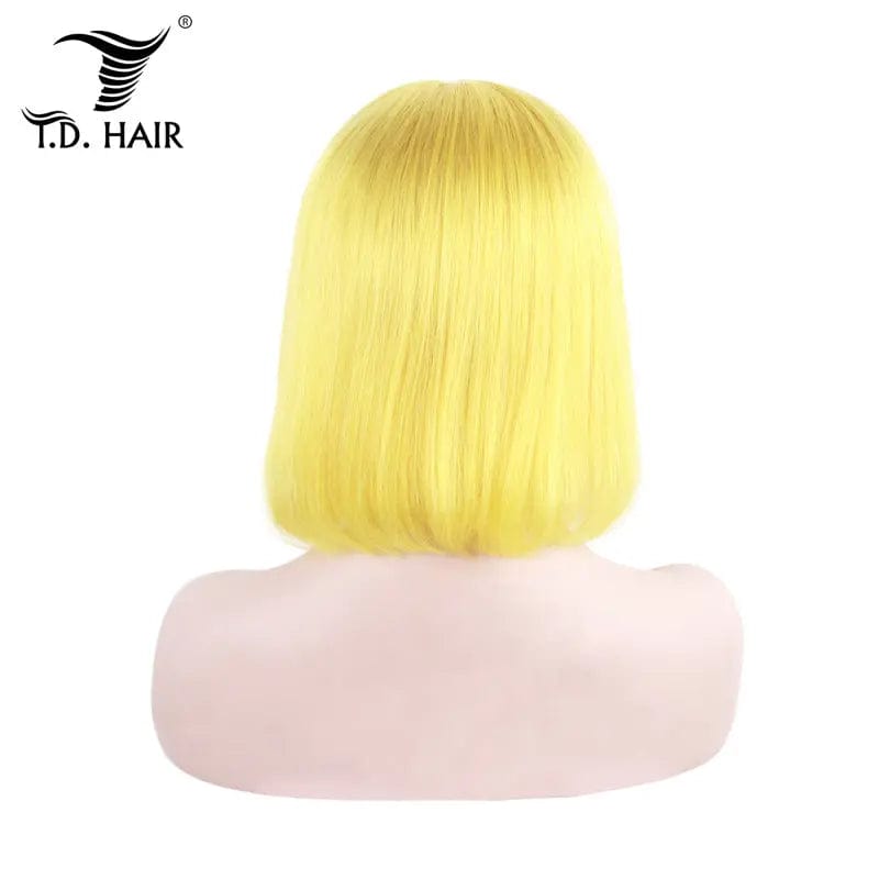 12 Inches / Yellow Colored Wig Brazilian Human Hair