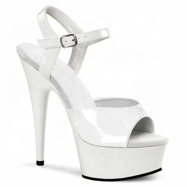 12 / White Fashionable and sexy individual character lady is tall waterproof platform is open toe ankle belt shoe high-heeled shoes