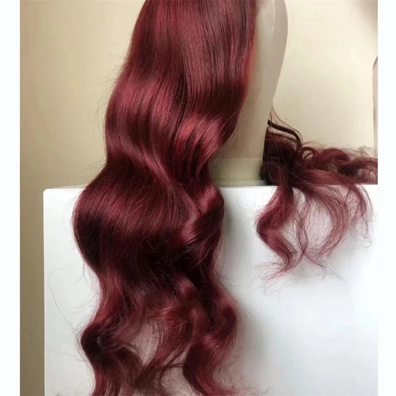 12A Burgundy Red Body Wave 360 Lace Front Wigs Pre Plucked Brazilian Top Quality Transparent HD Lace Frontal Human Hair Wigs
