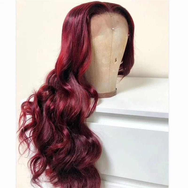 12A Burgundy Red Body Wave 360 Lace Front Wigs Pre Plucked Brazilian Top Quality Transparent HD Lace Frontal Human Hair Wigs