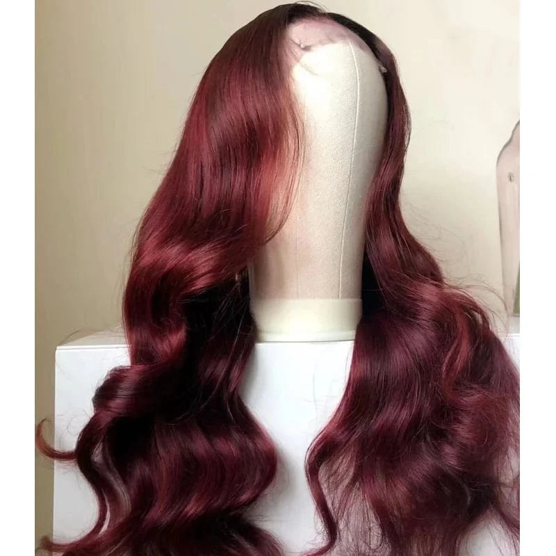 12A Burgundy Red Body Wave 360 Lace Front Wigs Pre Plucked Brazilian Top Quality Transparent HD Lace Frontal Human Hair Wigs