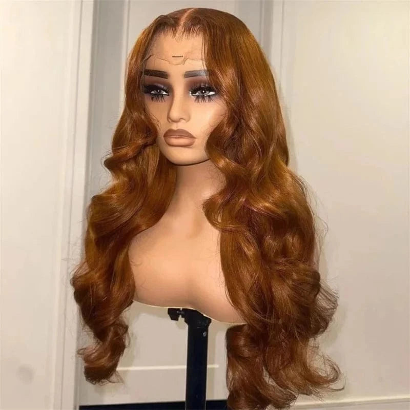 12A Ombre Reddish Brown Wavy Human Hair Wigs For Women Glueless Brazilian Human Hair 13x4 Lace Front Wigs Preplucked 150 Density