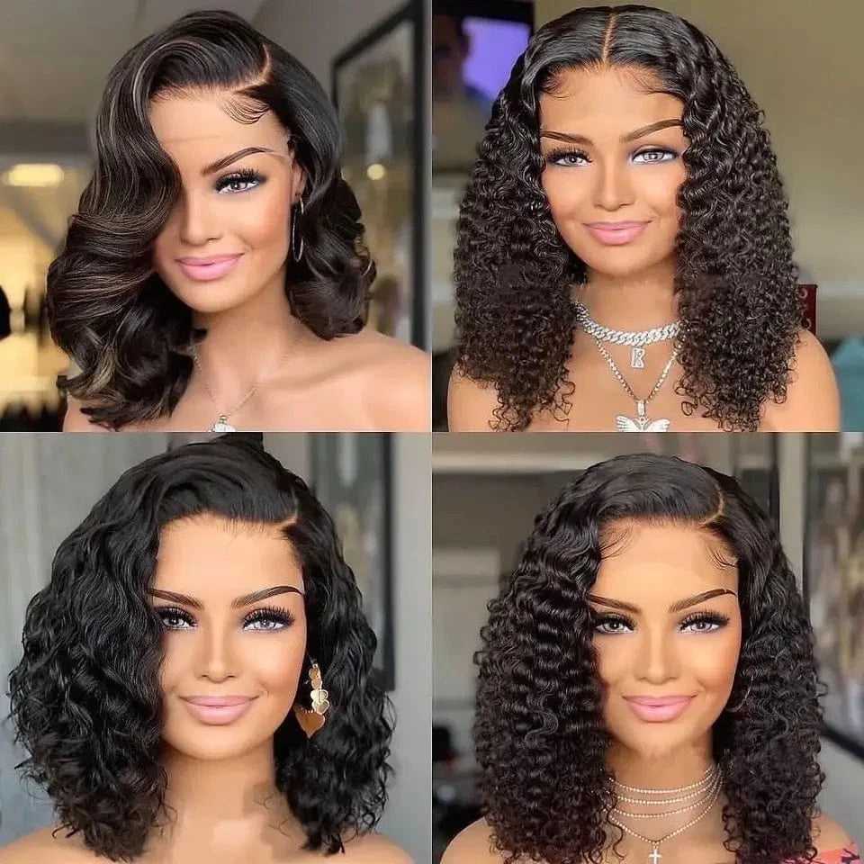 12inch 180%Density Ombre Colored Curly 4X4 5X5 Glueless Closure Wigs For Black Women,Brazilian Raw Virgin 100% Human Hair Wigs