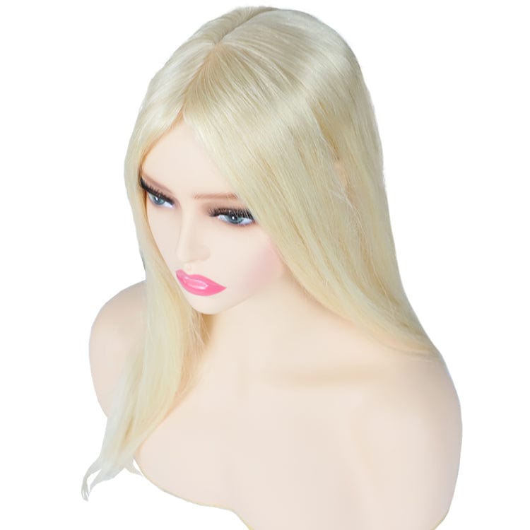 12INCHES / Blonde / 5X6 One Pcs Shipping Human Hair Wigs Silk Left Side Toppers European Wig Silk Base