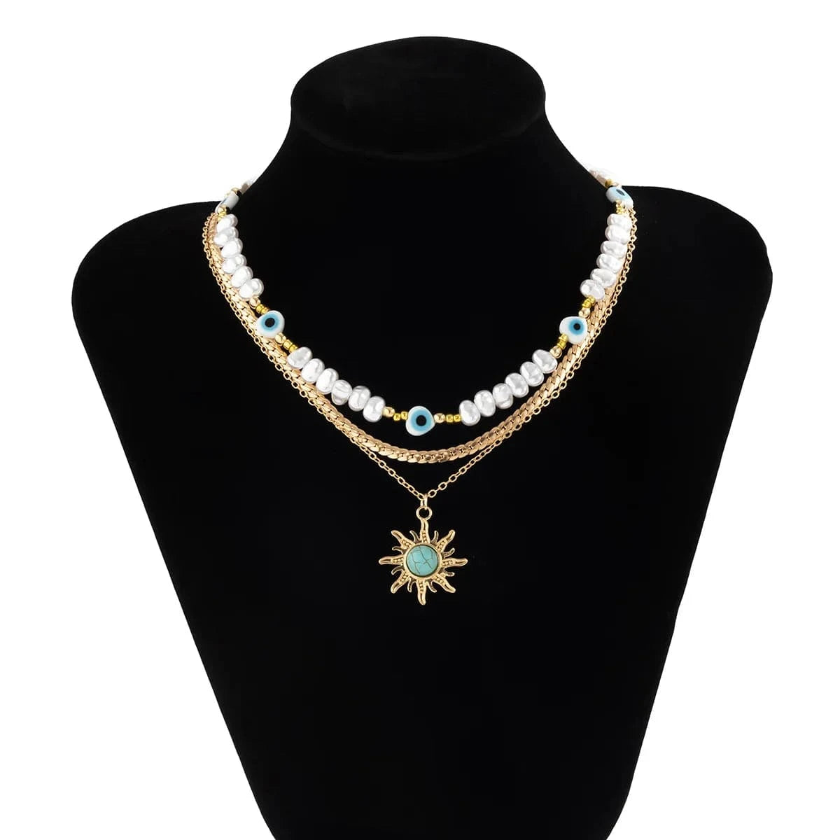 13+19 inches / 1 necklaces charm gold jewelry sets quality natural turquoise alloy jewelry for women