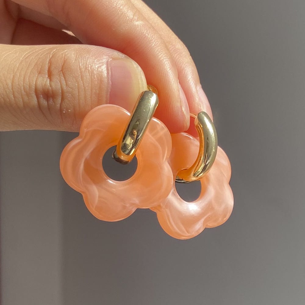 13 CARTER LISA Multicolor Transparent Acrylic Marbling Flower Drop Earrings for Women Gold Silver Metal Round Hoop Resin Earings