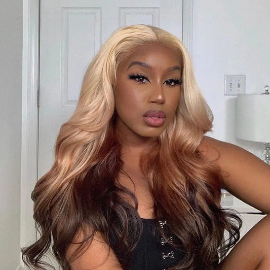 13x4 Lace Ombre Brown Blonde Body Wave Wig