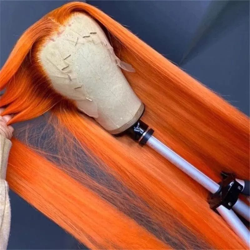 13X4 Orange Ginger Color Straight Human Hair Wigs